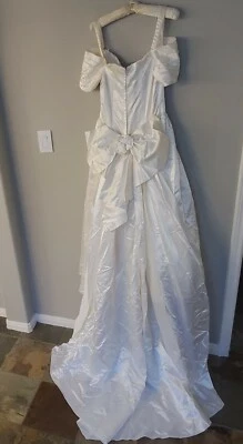 Vintage Gunne Sax Jessica Mcclintock Sequins Pearls Wedding Satin Dress & Tail - Image 1 of 4