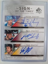 2006-07 SP Sign of the Time Triples AUTO /25 Paul, Yan, Peter Stastny NORDIQUES 