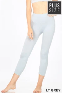Mehrere Farben Zenana Damen Sommer Baumwolle Übergröße Capri Stretch einfarbig PLUS 1X - Bild 1 von 18
