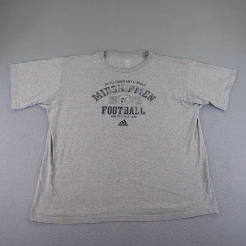 Navy Midshipmen Shirt Mens 2XL XXL Gray Adidas Football Short Sleeve Athletic ^ Cover