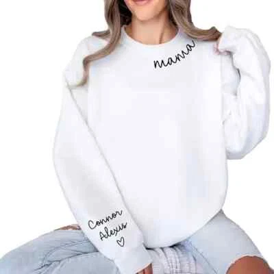 Personalized Mama Sweatshirt Custom Mom Mother Kids Names on Sleeve Mothers Gift - Image 1 of 4