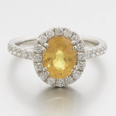 Raro ANILLO ZAFIRO AMARILLO con 28 DIAMANTES en PLATINO - ¡ESPECTACULAR! Foto 1 de 4