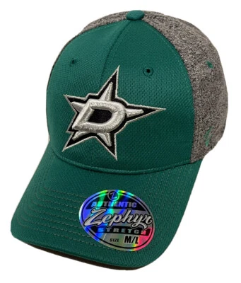 Zephyr NHL Dallas Stars "Fuse" Structured Curved Bill Stretch Fit Hat BRAND NWT - Image 1 of 4