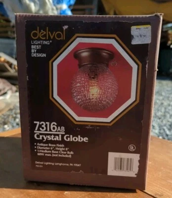 Винтажный 7316 AB кристалл глобус Delval освещение со старинной латунной отделкой новый в коробке - Изображение 1 из 4