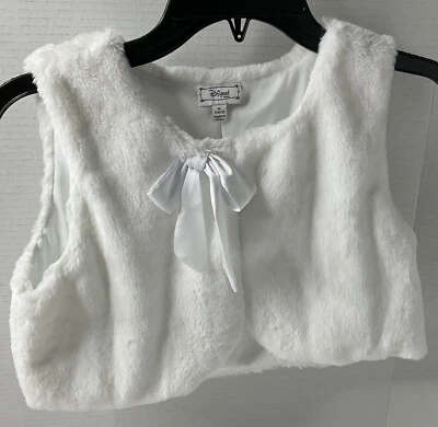 Disney White Faux Fur Vest Satin Ribbon and Lining D-Signed Girl's M 10/12 - Image 1 of 4