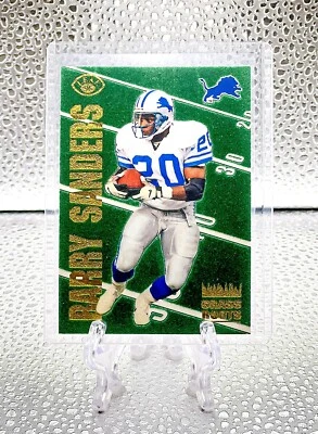 BARRY SANDERS 1996 Donruss Leaf #13 GRASS ROOTS INSERT /5000 LIONS GOAT & HOF - Image 1 of 2