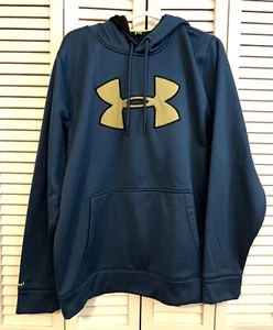 Under Armour Logo Youth XL Hoodie Pullover Blue Sweatshirt Front Pocket - Picture 1 of 9