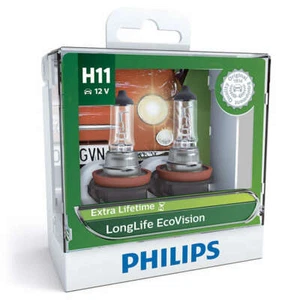 H11 PHILIPS LONG LIFE Eco Vision H11 Globe 12V 55W TWIN PACK (2Pk) - Picture 1 of 2