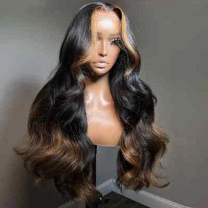 Peluca frontal Highlight Body Wave cabello humano HD pre arrancada 5x5 cierre de encaje peluca - Imagen 1 de 11