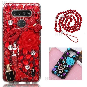 Bling Diamonds Luxury Soft Phone Cases Cover & Strap For LG Stylo 5 6 K51 Velvet - Picture 1 of 14