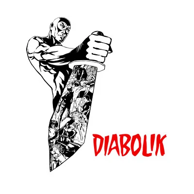 BLACK BIT Diabolik wal sticker cropped print pvc adesivi murali logo + scritta 2 PZ.