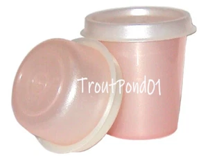 TUPPERWARE Midgets Smidgets Set 2 Mini Bowls Lids Prosecco Shimmering Pink Blush - Picture 1 of 3
