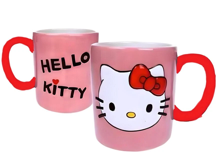 Taza De Cerámica Mediana Rosa Y Roja De Hello Kitty - Imagen 1 de 1
