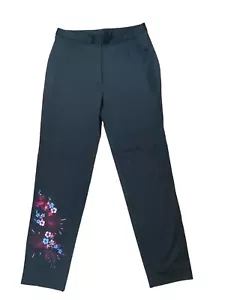 NWT Express World Brand Womens Size 5, 6 Stretch Black Pants Floral Embroidered - Picture 1 of 10