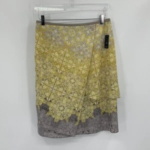 NIC+ZOE Falda Imitación Envoltura Niveles Amarillo Gris Estampado Taupe Floral Nueva 10 - Imagen 1 de 4