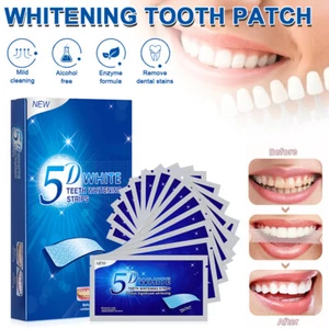 28PCS 5D Strisce Sbiancanti Denti Sbiancamento Rapido Strisce Bianche Denti Bianco/ - Foto 1 di 9