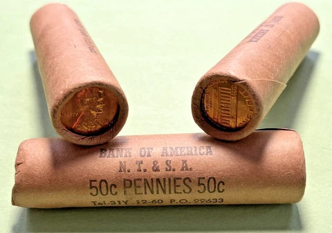 1961-D Lincoln Memorial Cent Roll * OBW * Bank of America * Choice Cover