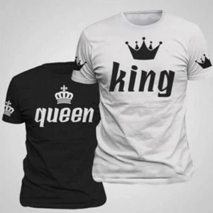 Couple T-Shirt Crown King And Queen Love Matching Summer Fashion Unisex Tee Tops - Picture 1 of 51