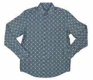 Camicia Tasso Elba Olimpia stampa medaglione manica lunga abbottonata S nuova con etichetta blu navy - Foto 1 di 1