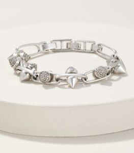 Stella & Dot Renegade Chain Bracelet ~ Silver, Pave Spikes, NEW In Box!