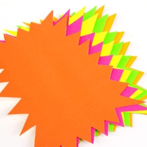 20x BRIGHT NEON FLASH STAR CARDS Reminder Pricing Fluorescent Display Label Shop - Picture 1 of 4