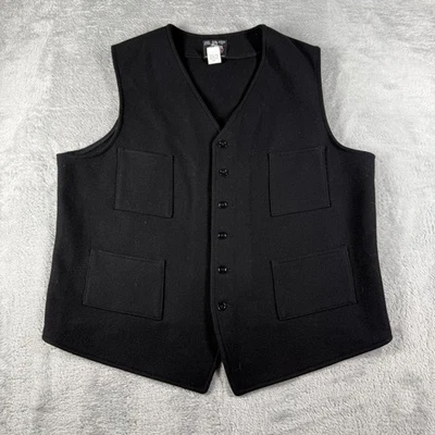 Vintage Johnson Woolen Mills Vest Mens XL Tall Black Wool Made USA Waist Coat - Image 1 of 4