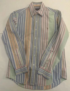 Camisa Polo Ralph Lauren Vintage S Pastel Vertical Rayas Color Bloque Carne Poni - Imagen 1 de 15