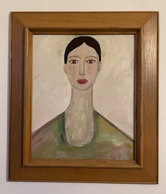 Original Modernist Abstract Style Figurative Portrait Oil On Board Painting - Image 1 of 4