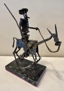 Vintage Metall Don Quijote Skulptur Marmorsockel - Bild 1 von 5