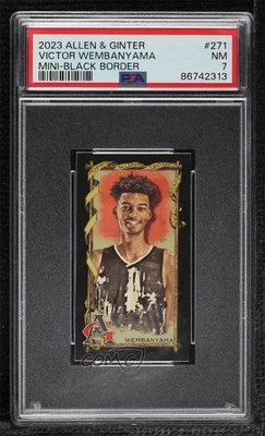 2023 Topps Allen & Ginter Mini Black Bordered Victor Wembanyama PSA 7 Rookie RC - Image 1 of 2