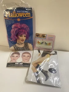 Costume Halloween Pop Star Starter Kit, Parrucca, Cappellino Parrucca, Ciglia, Reti da Pesca - Foto 1 di 5