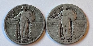 1926 & 1926-D Standing Liberty Quarters Nice Album Filler Coins 90% Silver Key - Picture 1 of 2