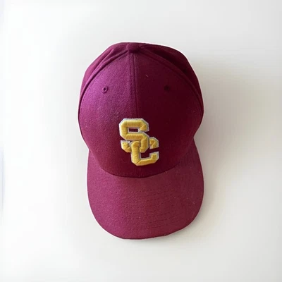 Cardinal USC Trojans Mens Hat 7 1/4 59FIFTY Fitted New Era Lightly Worn - Image 1 of 4
