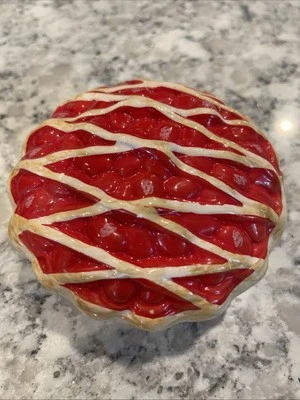 Jelly Belly Ceramic 2pc Cherry Pie Candy Dish 5"x2.5" Trinket Holder - Image 1 of 4