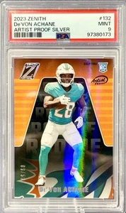 2023 Panini Zenith De'VON ACHANE (RC) #132 Artist Proof Silver 09/50 PSA 9 - Picture 1 of 3