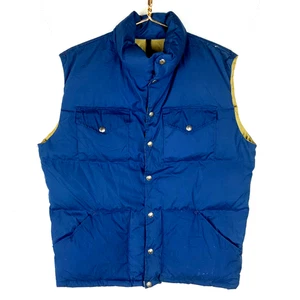 Vintage The North Face Large Down Puffer Vest Large Blue Snap Button 90s - Picture 1 of 3