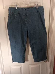 Ruby Rd. Woman Capri Jeans Size 16W Blue Pull On - Picture 1 of 7