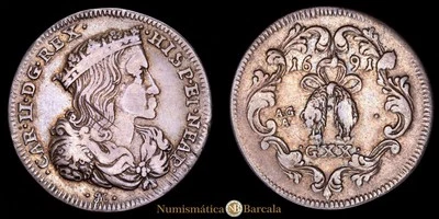  Italia - Carlos II 1 Tari (4,25g) 1691 Nápoles Ensayador AG/A VTI-174 MBC Foto 1 de 3
