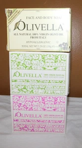 3 Bars of Olivella 100% Virgin Olive Oil Face & Body Bar Soaps Italy - Picture 1 of 6