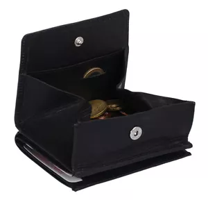 Wiener Schachtel Ausweisformat Geldbörse LEAS Echt-Leder, Portemonnaie schwarz, - Bild 1 von 4