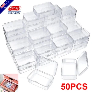 50PCS Mini Square Clear Plastic Small Box Jewelry Storage Container Beads Case - Picture 1 of 7