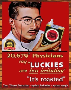 Cigarrillos Lucky Strike - 20.679 médicos - restaurados - letrero de metal 11 x 14 - Imagen 1 de 6