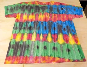 Mens 100% cotton Tie Dye T-shirt - "Bright Multicolour stripe" size XL, new. - Imagen 1 de 3