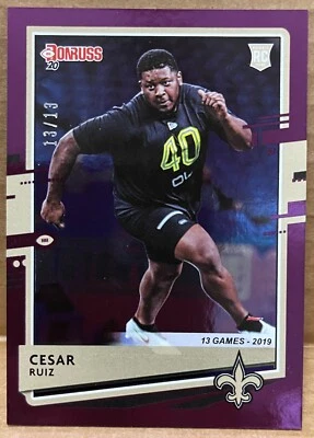 2020 Donruss Cesar Ruiz Stat Line Rookie RC 13/13 Saints Michigan Wolverines - Image 1 of 2