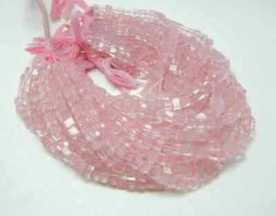 AAA Naturale Quarzo Rosa 3D Scatola Cubo Perline 4-6 MM 16 " Pollici Filo Gemma - Immagine 1 di 3