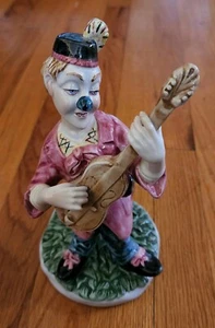 Vtg Agostinho Domingos Portugal Hand Painted Porcelain Clown playing Guitar - Picture 1 of 7