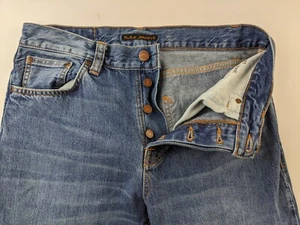 Nudie Jeans Steady Eddie II Crispy Air Hombres 30 Azul Denim (32 X 31) Botón Mosca P3 - Imagen 1 de 21