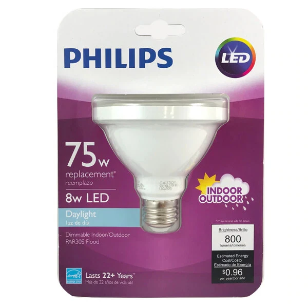 Phillips Flood Light Bulb 75-Watt Equivalent PAR30S Dimmable LED DAYLIGHT - Image 1 of 1