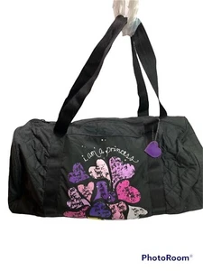 Vera Wang Princess Gym Dance Duffle Bag Quilted Printed Black Nylon 11x23x10 - Picture 1 of 7