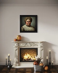 Black Framed Disgruntled Woman Artwork Printed Onto Fabric - Picture 1 of 7